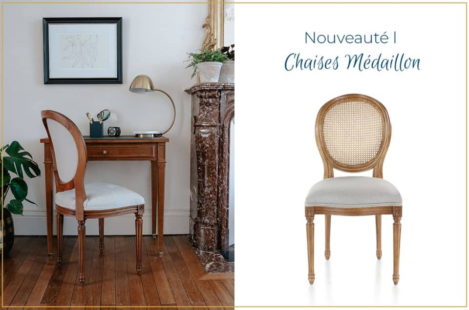Nouveauté : les chaises Louis XVI médaillon en tissu